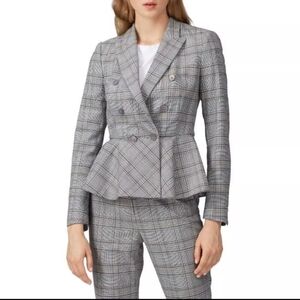 REBECCA TAYLOR Plaid Wool Blend Peplum Blazer size 6